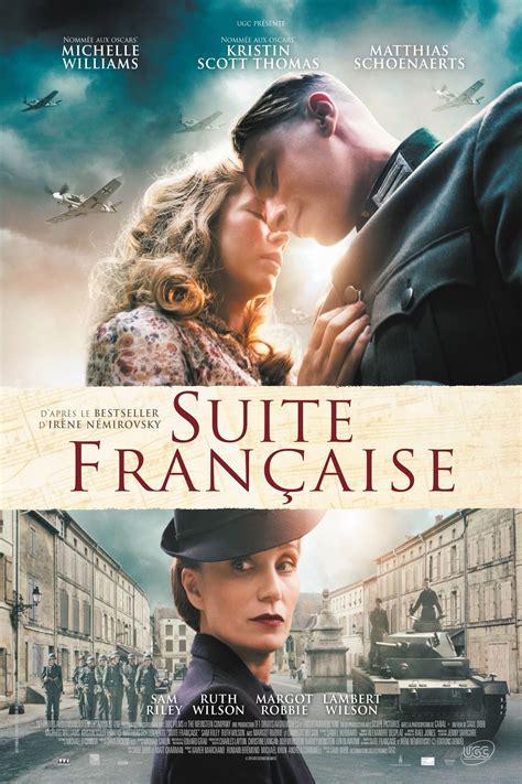 Wikipedia – Suite Francaise. Michelle Williams and Matthias Schoenaerts. Suite Française tells the story of Lucille Angellier (Michelle Williams), a Frenchwoman living with her controlling mother-in-law (Kristin Scott Thomas) at the start of Nazi-occupied France. Lucille’s husband is fighting the war while they wait for news at home.